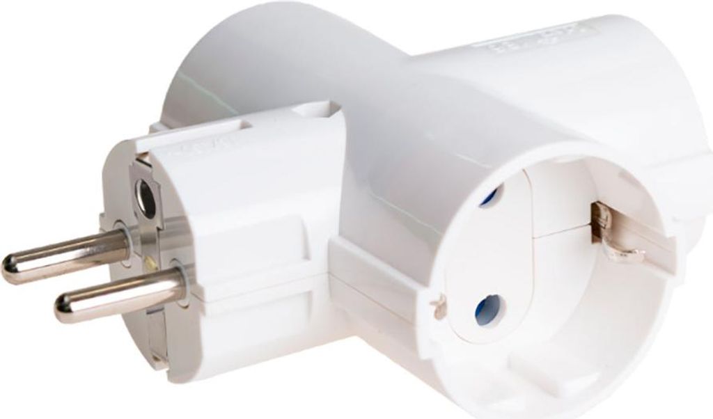 Schuko-Adapter Dreifach 2p+t 16a 250v Weiß Produktbild 