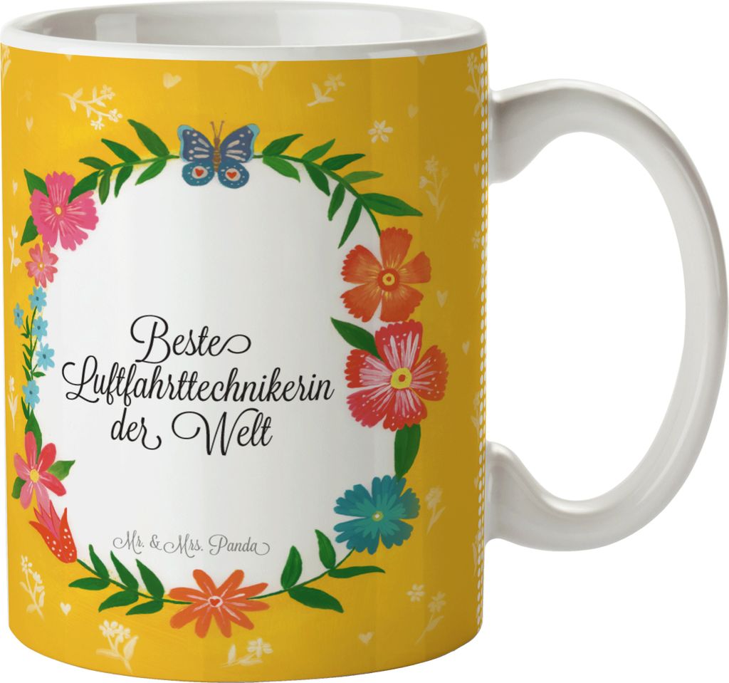 Mr. & Mrs. Panda Kaffeebecher Luftfahrttechnikerin - Geschenk, kaffeetasse bedruckt, Schenken, Abschied, Teetasse, Studium, Berufsschule, Tasse mit...
