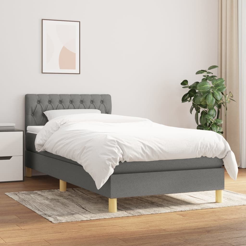 Maison Exclusive - Boxspringbett mit Matratze Dunkelgrau 80x200 cm Stoff