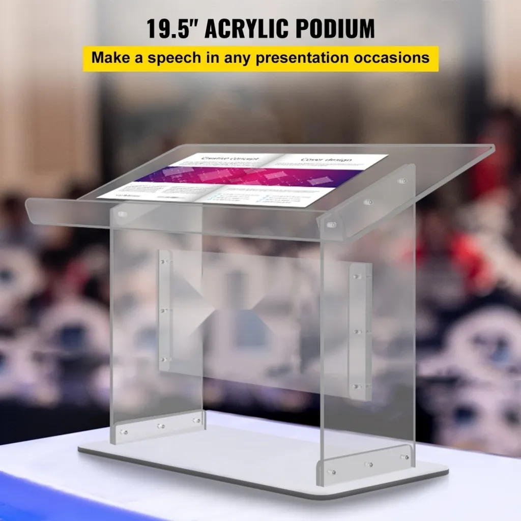 Pupitre acrylique de table 49,53 cm - Plateau large avec kit montage