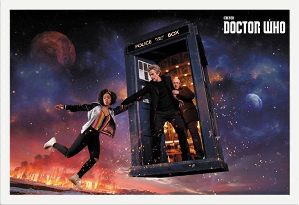 Poster Doctor Who Saison 10 Iconic avec cadre MDF blanc Shinsuke 61x91,5