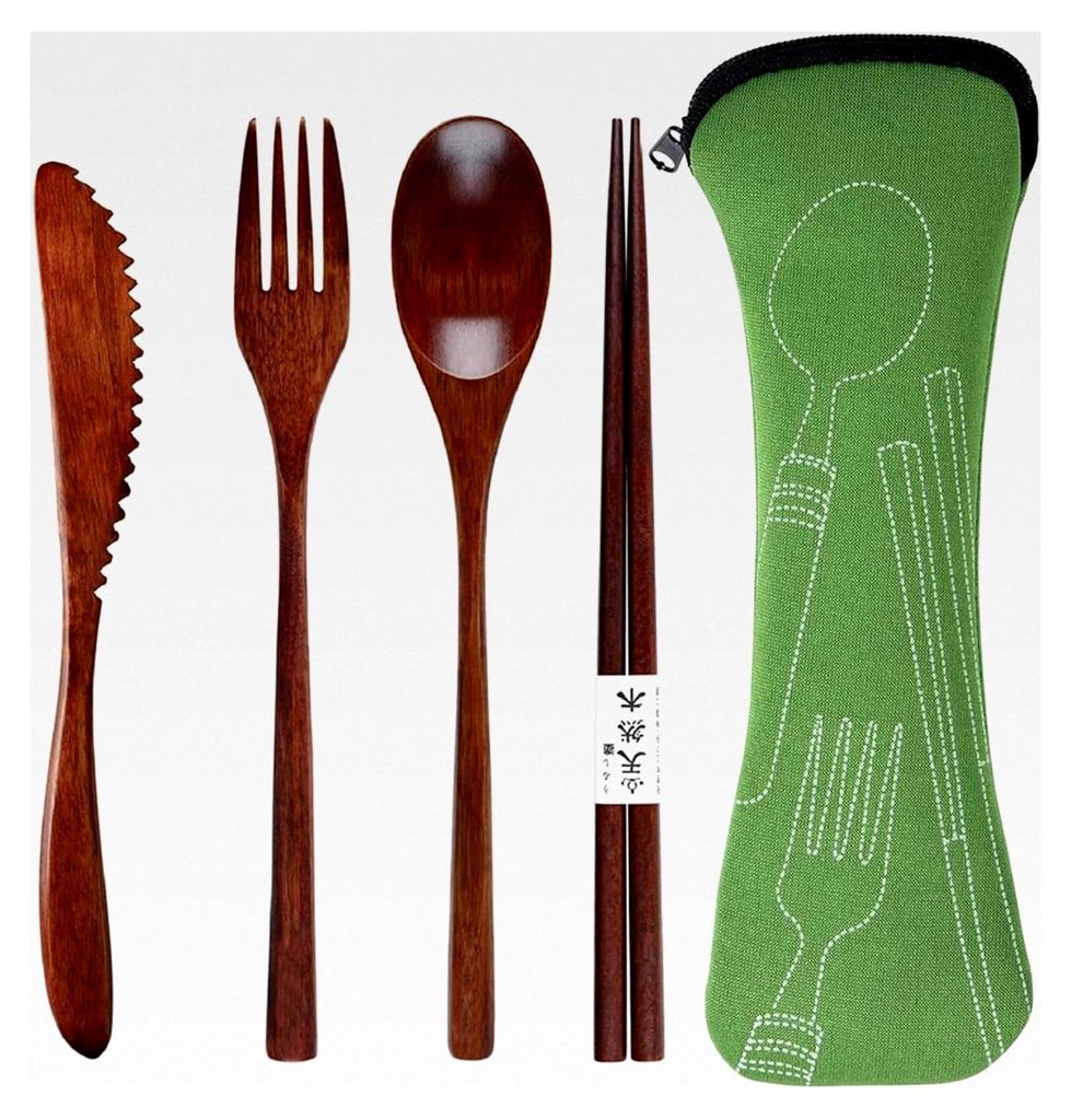 Holzbesteck Set, 4-teilig, wiederverwendbar, für Tee, Kaffee, Honig, Zucker, Gewürze, Suppe, Reis, Mischen und Rühren, Reisebesteck für Küche,...