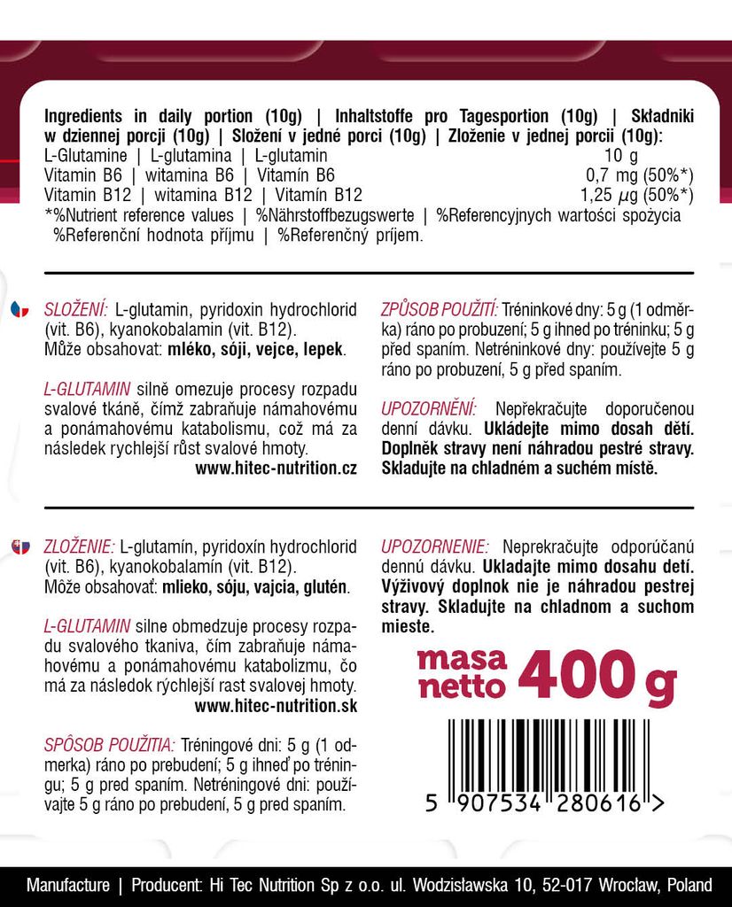 HI TEC Nutrition L-Glutamin - 400g Produktbild 2