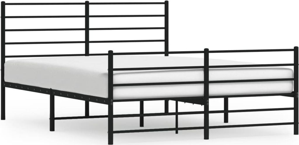 Metallbett ohne Matratze mit Fußteil Schwarz 160x200 cm