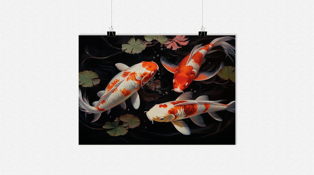 Tierposter - Koi Karpfen Poster - Exotische Poster - 61x91cm - Perfekt zum Einrahmen