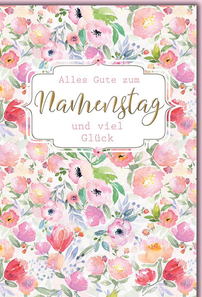 Namenstag Blumen allover alles Gute Glückwunschkarte mit Umschlag