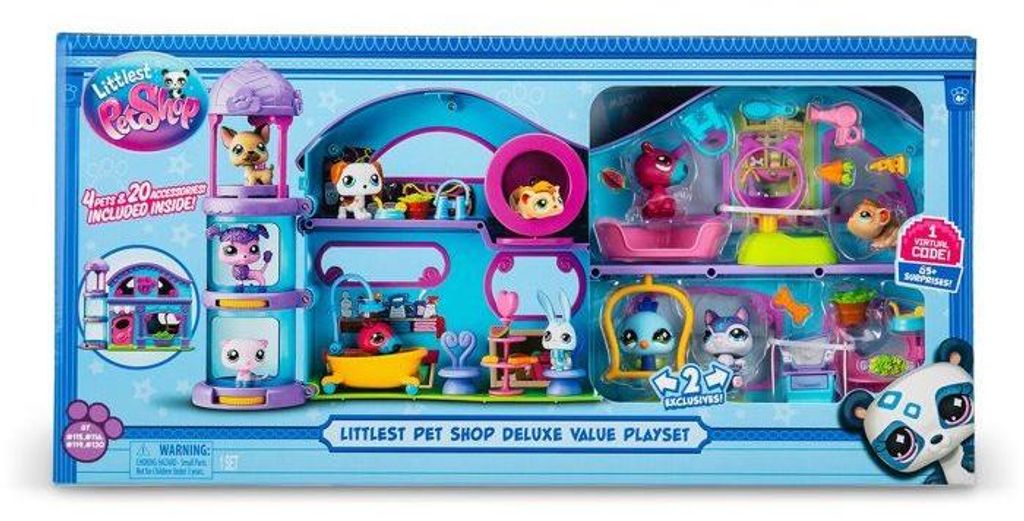 Littlest Pet Shop Spielset mit 4 Pet Shops & 20+ Zubehör, Bandai, Deluxe Haus Spielset