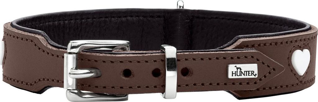 Dogs My Love Hundehalsband Aus Echtem Leder – Mit Jagdmuster, Schwarz, In 3 Größen (26,7-35,6 Cm Halsumfang)
