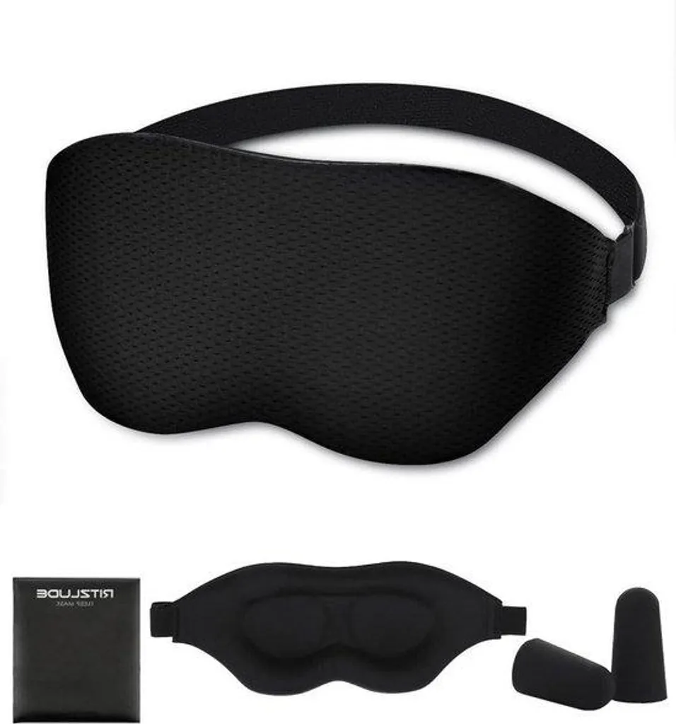 Masque sommeil 3D à aération - Cavités oculaires profondes - Homme Noir