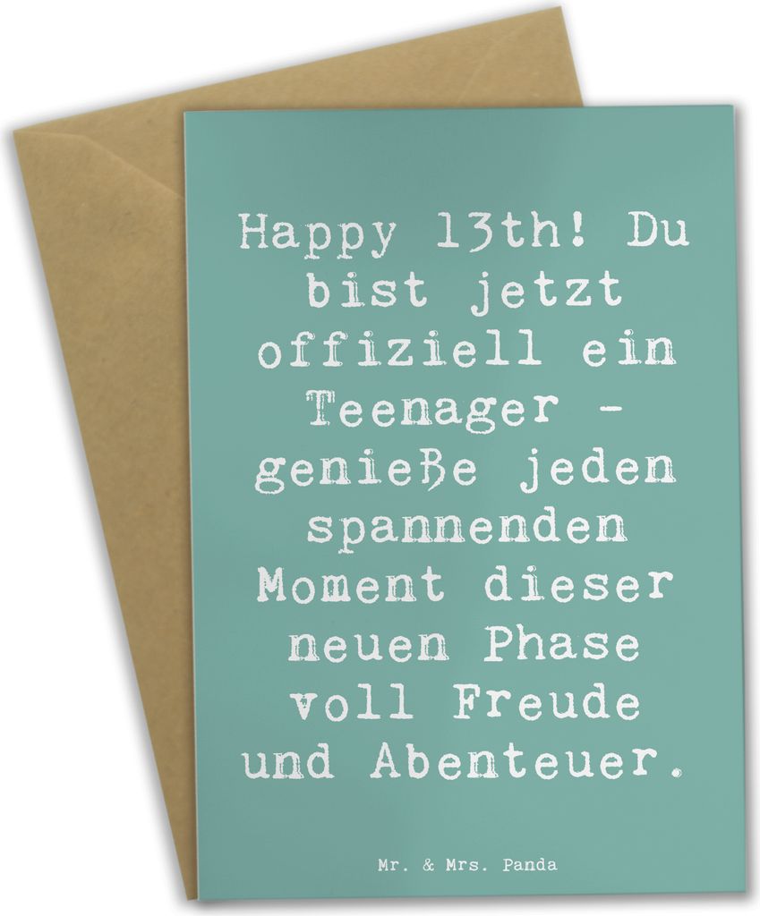 Mr. & Mrs. Panda Beileidskarte Spruch 13. Geburtstag - Meeresbrise - Geschenk, neues Lebensjahr, Meilenstein, Alter, 13 Jahre, hochzeitskarten, ein...