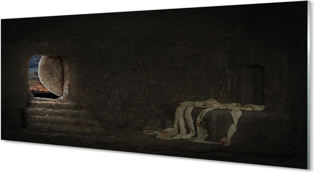 Glasbilder 125x50 Wandkunst Cave Kreuze