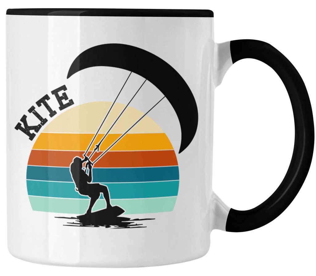 Kite Surf Tasse Geschenk Kitesurfing Hobby Geschenkidee Geburtstag Weihnachten (Schwarz)
