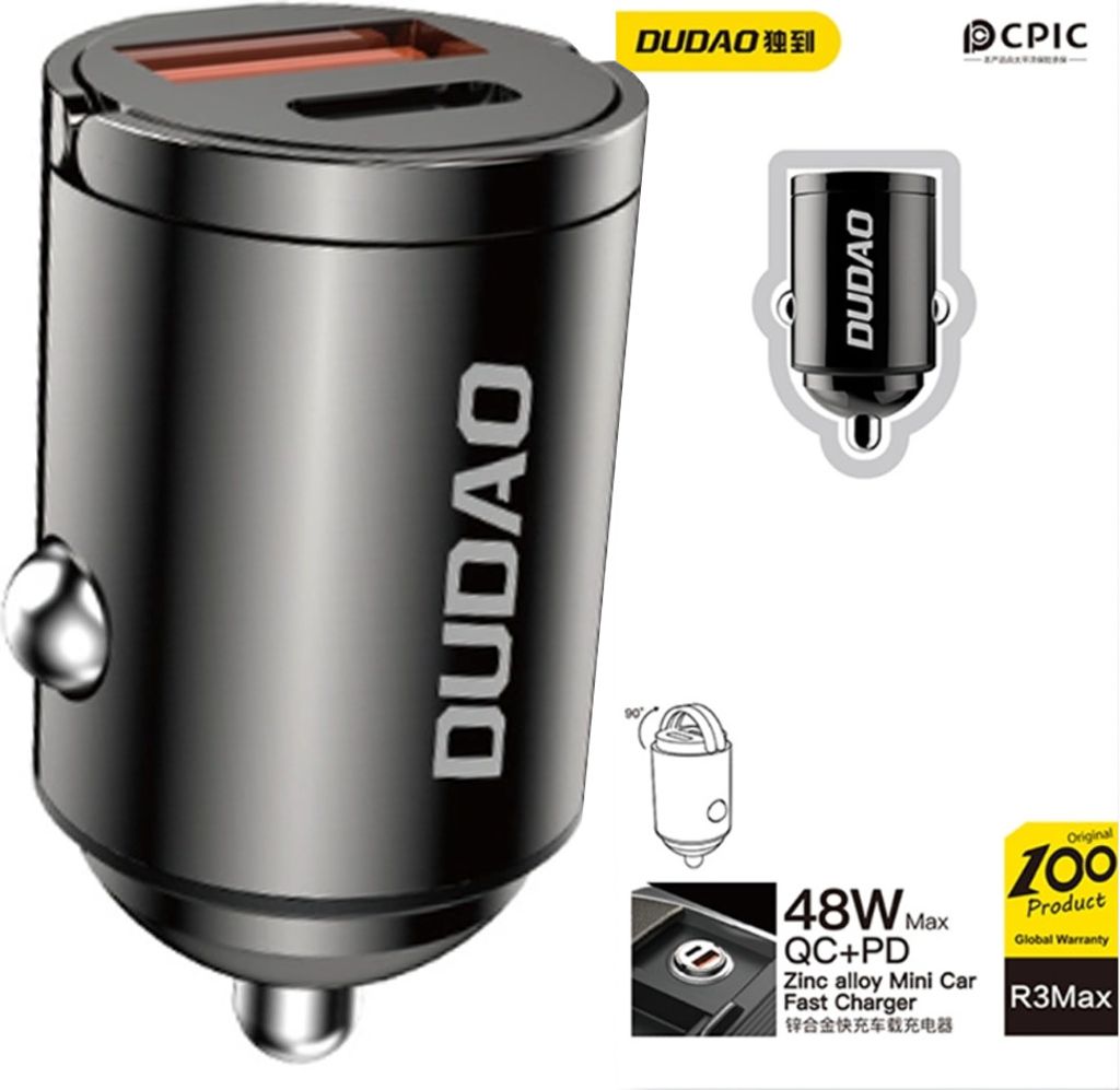 DUDAO Dudao R3MAX Car Charger 48Watt 1xUSB-A + 1xUSB-C Obrázek produktu 