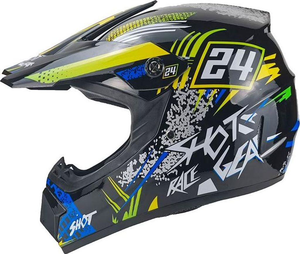 Crosshelm Helm Kinderhelm Motorradhelm Motocross Quad Hot Shot Blau Größe S