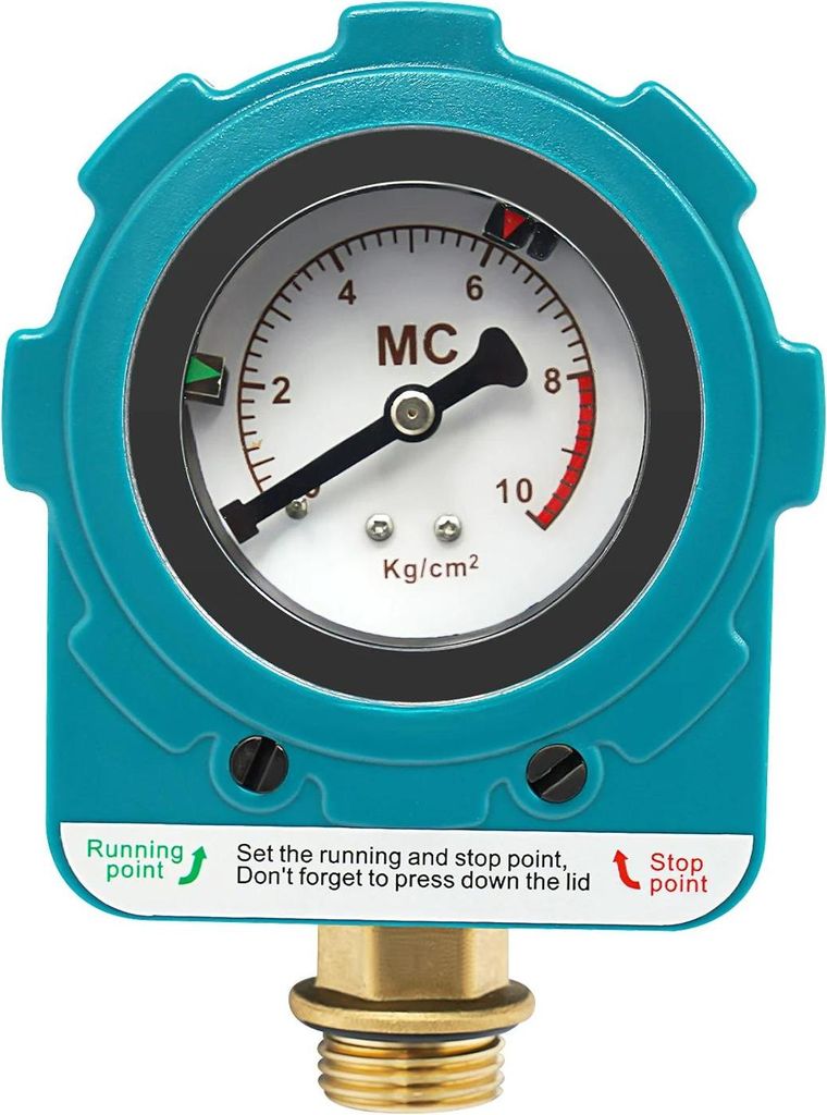 Druckschalter für Wasserpumpe - Elektronischer Druckregler - Automatisches Ein/Aus - 220V - 1,5 kW - NPT 1,27 cm Gewinde - IP65 - Blau