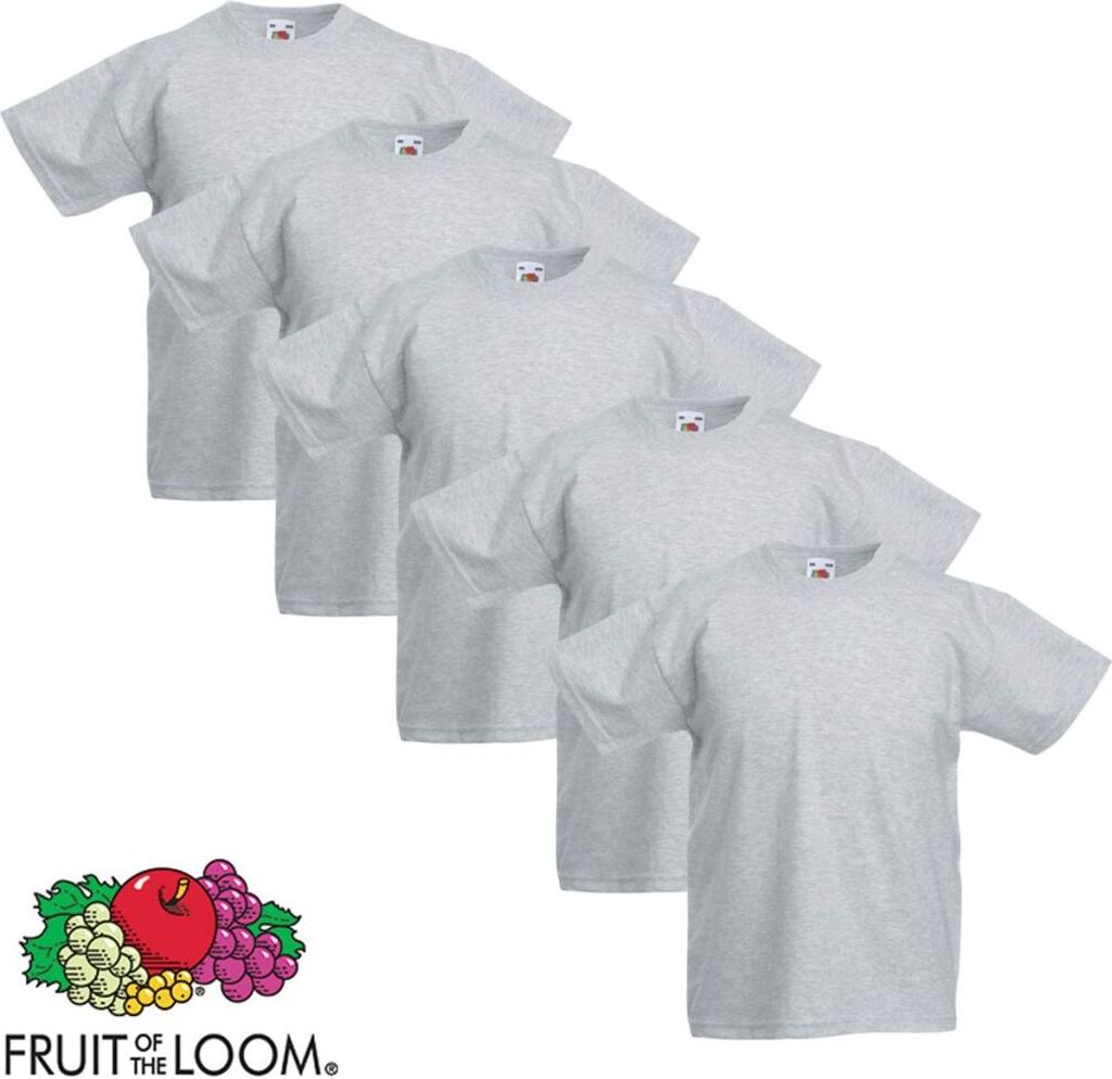Fruit of the Loom Kinder-T-Shirt Original 5 Stk. Grau Größe 152