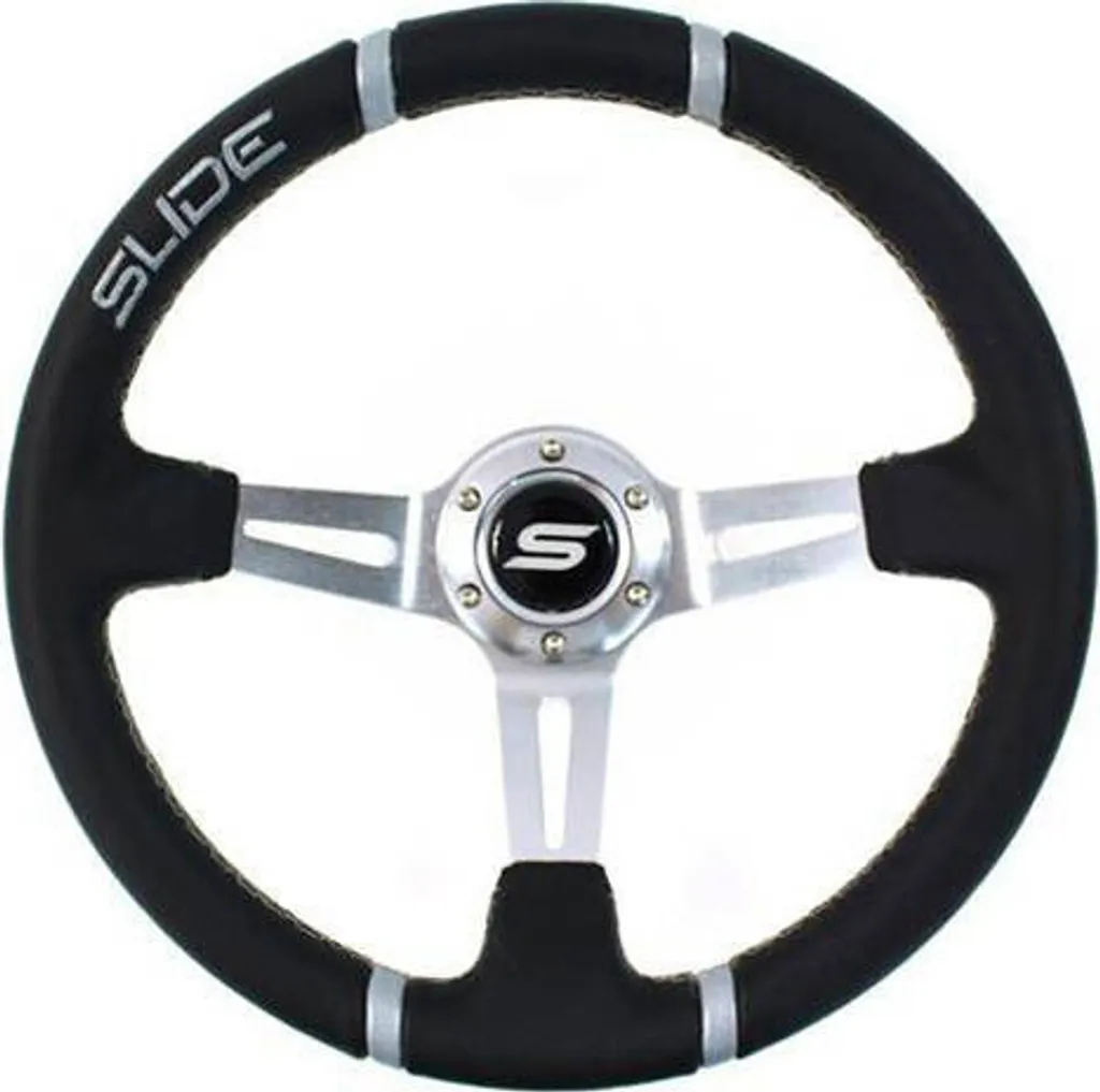 Volant Tulipé 350 mm SLIDE en Cuir Argenté pour Sport Automobile