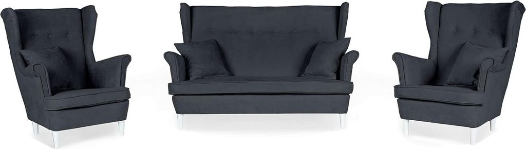 Family Meble Set aus Sofa + 2 Sessel Ari 2-Sitzer Sofa Couch Zierpolsterung Freistehendes Lounge Sofa Bequem zum Entspannen Wohnzimmer Büro (ENJOY...