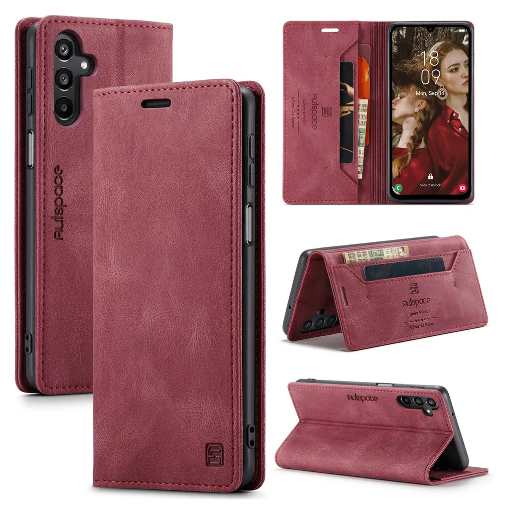 Custodia Galaxy A15, custodia retrò in Finto cuoio, supporto e custodia protettiva per Samsung Galaxy A15 5G/4G rosso