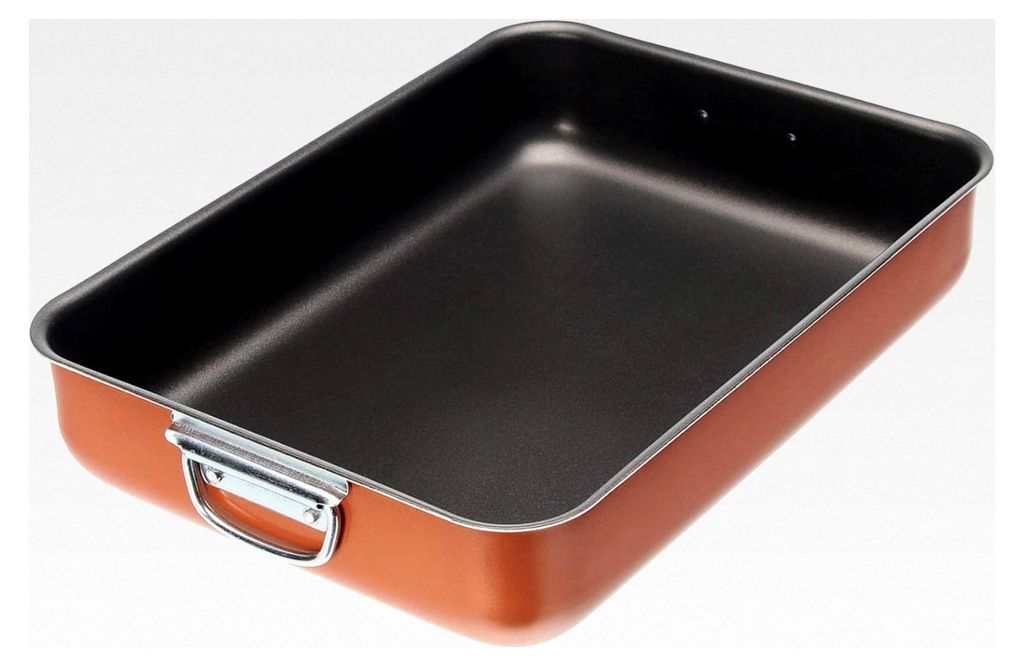 Alluflon Zecchino Antihaft-Röstpfanne, 40 x 28 cm, Aluminium, Orange