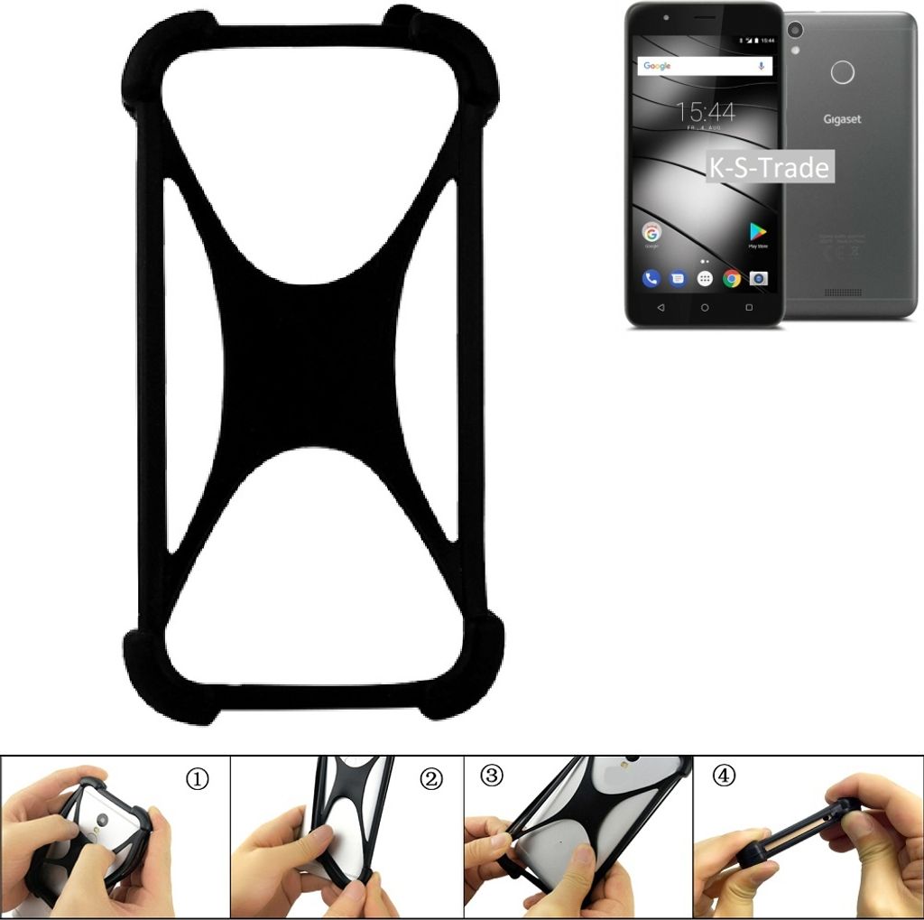 K-S-Trade Handy-Hülle Schutz-Hülle kompatibel mit Gigaset GS270 Silikon Bumper TPU Softcase Smartphone Stoßschutz, schwarz