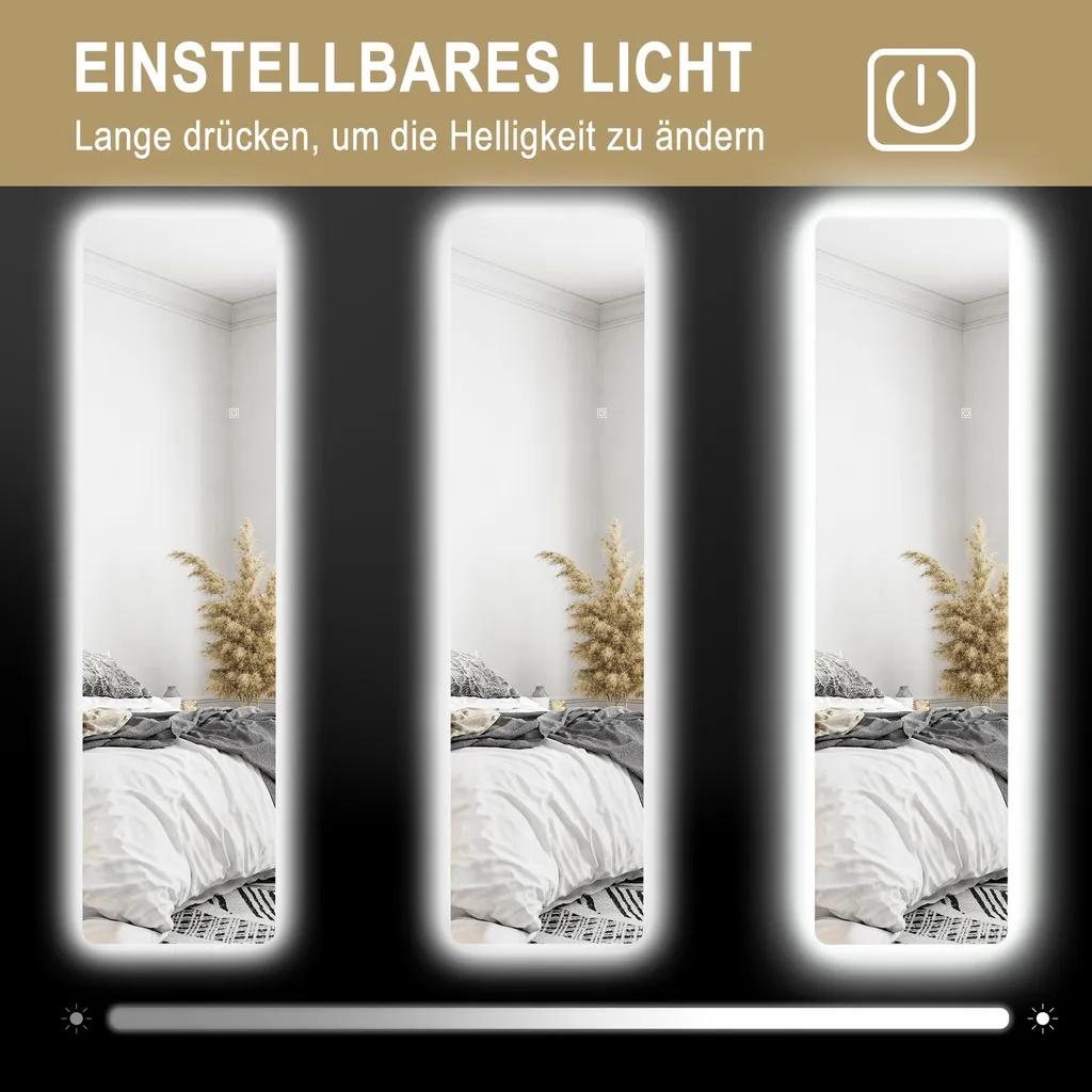 Miroir en pied HOMCOM 150 x 40 cm avec éclairage LED blanc intégré - 5