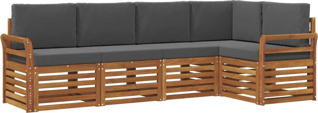 vidaXL Ecksofa Set 5 pcs Natur und Anthrazit Massivholz Akazie