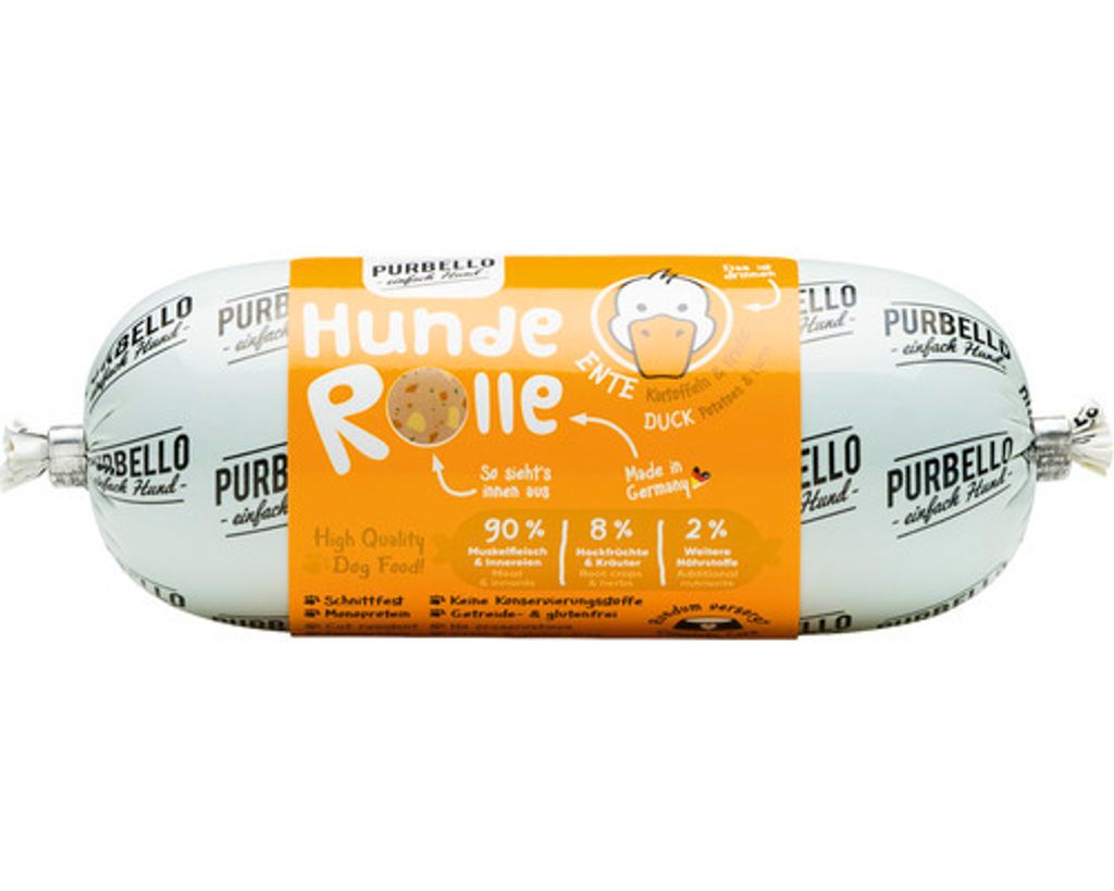 PURBELLO HundeRolle Ente mit Kartoffeln & Kräutern 200g