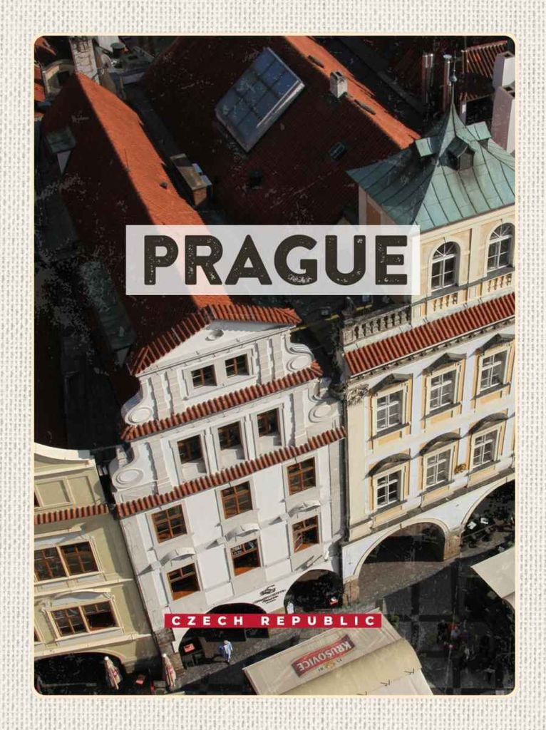 vianmo Holzschild 30x20 cm Prague Prag Altstadt Tschechien Bildmotiv Reisemotiv Abenteuer Reisen