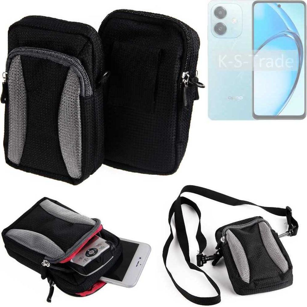 K-S-Trade Holster Schutz Hülle kompatibel mit Oppo A20 Handy Hülle Gürteltasche Umhängetasche mit Zusatzfach schwarz