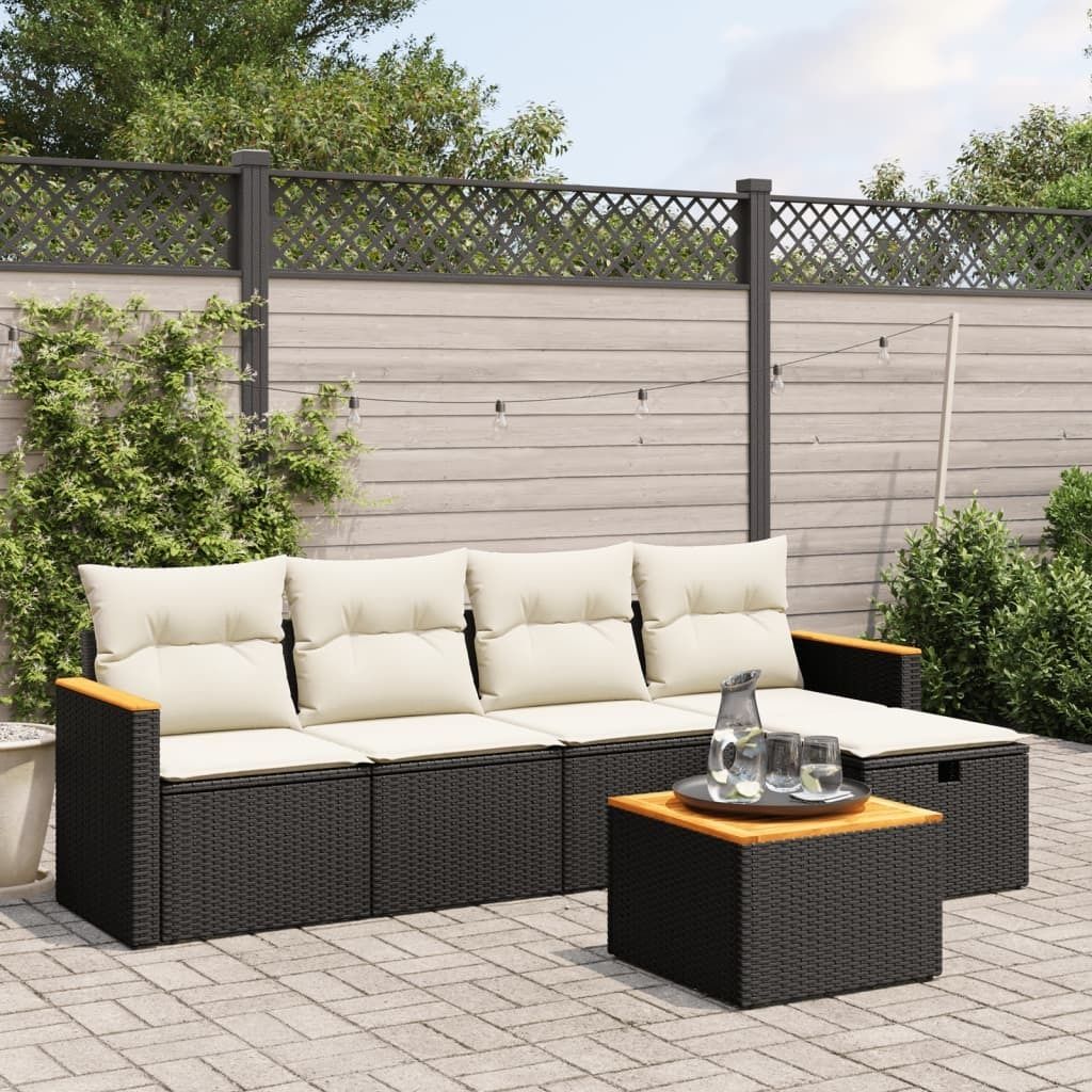 Design 6-tlg. Garten-Sofagarnitur mit Kissen Schwarz Poly Rattan, Gartenmöbel-Sets 2024 Neu