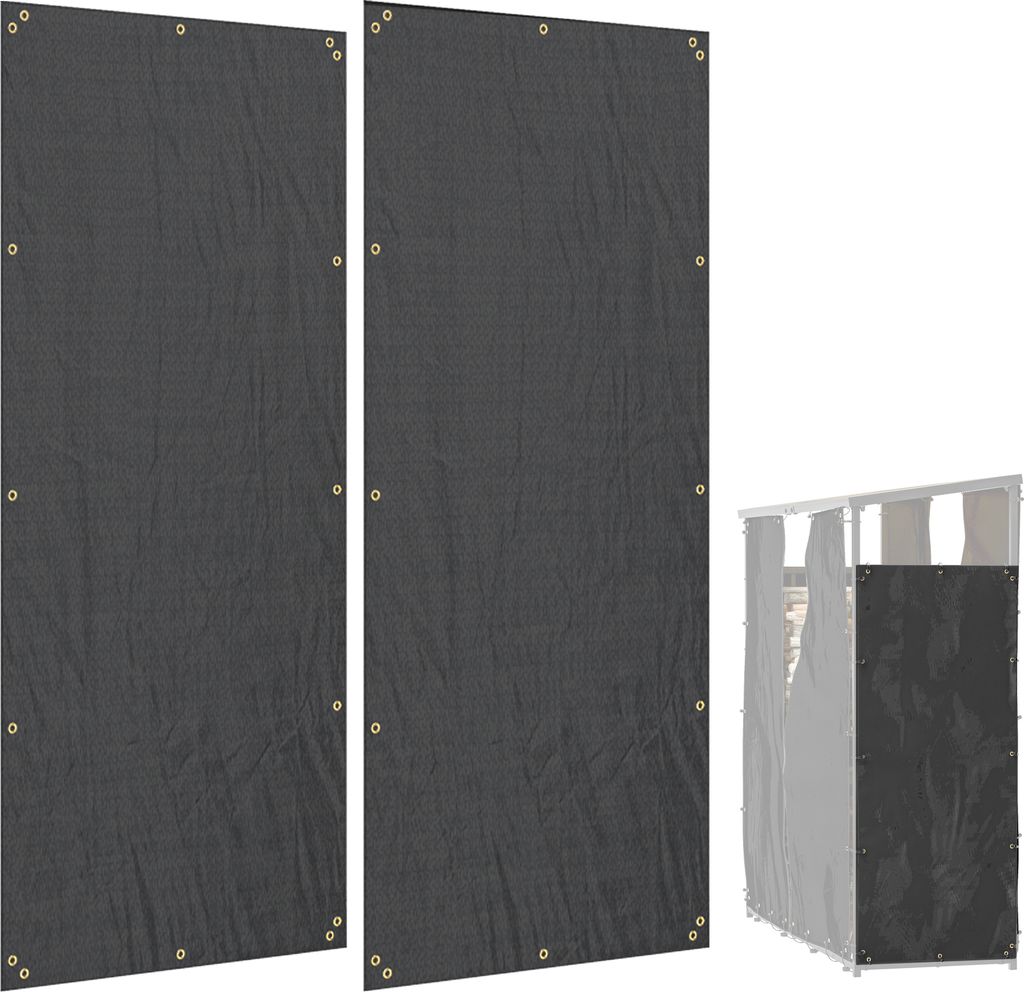 2er-Set Kaminholzregal Abdeckung, 148 x 62 cm, Wasserdicht 600D Oxford, UV-Schutz, Brennholzregalabdeckung, für Feuerholzregal 62-66T x 185H cm, S...