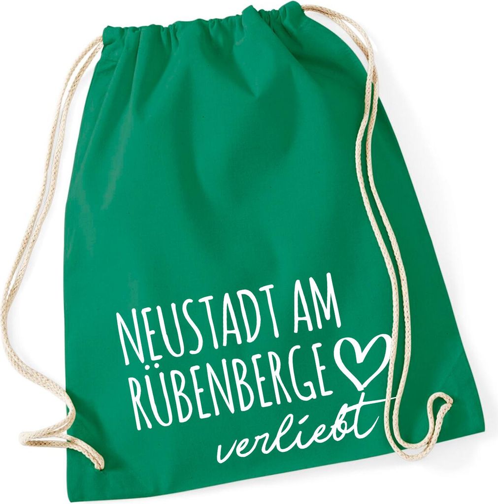 Huuraa Turnbeutel Neustadt am Rübenberge verliebt 12 Liter Kelly Green Baumwolle Rucksack Geschenkidee
