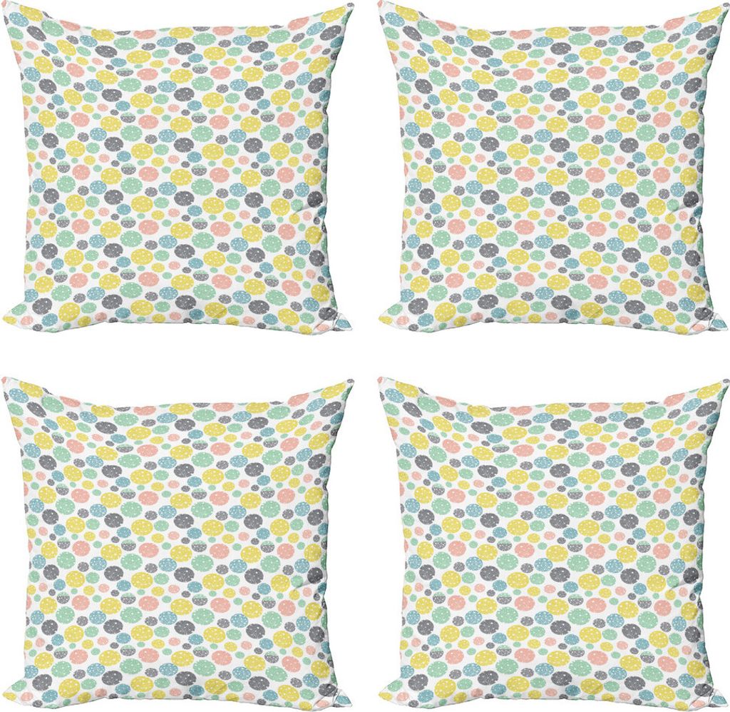 ABAKUHAUS Geometrisch Kissenbezug Set (4 Stück), Floral Zweig Runde Kunst, Moderner Doppelseitiger Digitaldruck, 40 cm x 40 cm, Mehrfarbig