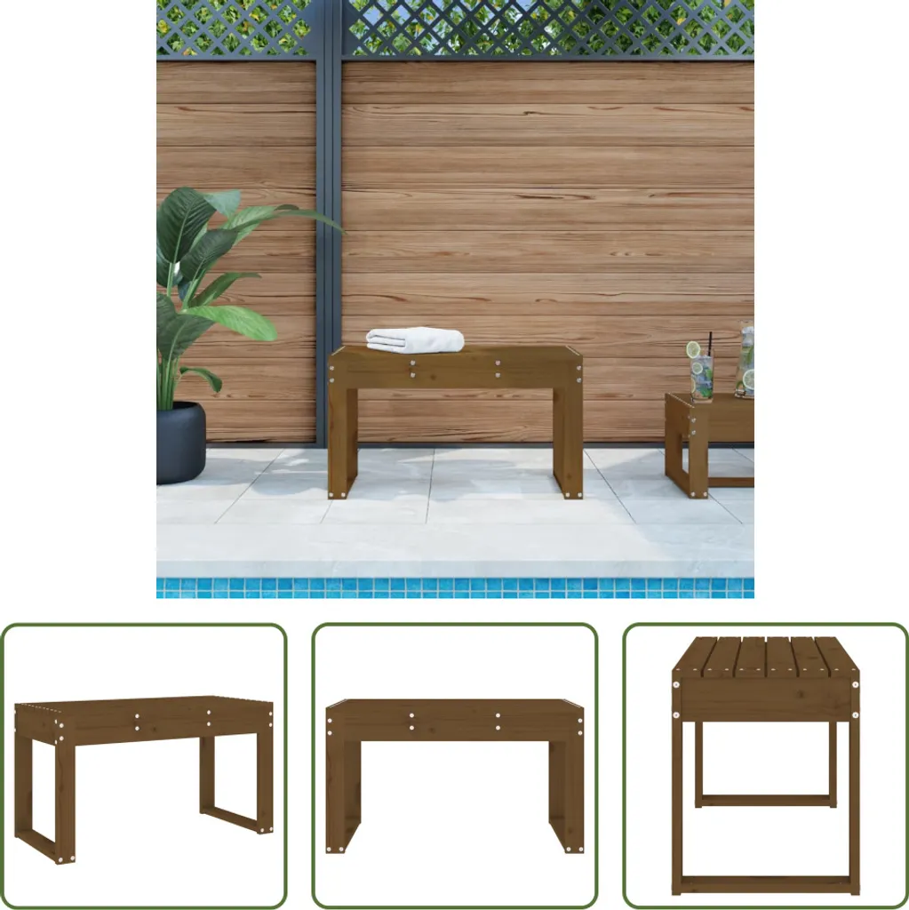 Panca The Living Store 80x38x45 cm: Pino Massiccio Marrone Miele