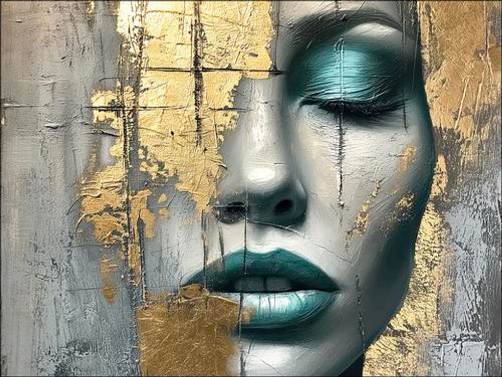 Leinwandbild Painted Face I 116x84 cm
