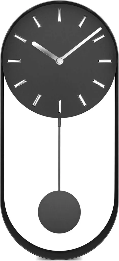 Horloge Murale Noire Mebus 12931 - Pendule à Quartz Ronde pour Salon