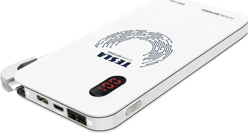 Power Bank Tesla QI 10 8000 mAh Blanche - Charge 5V Taille Unique OSFA