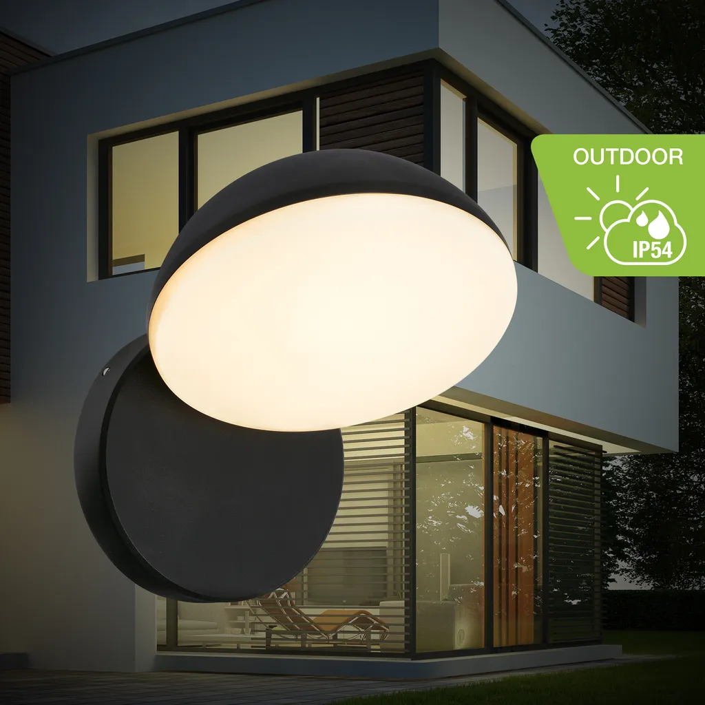 Applique Murale LED Extérieure IP44 Noire Telefunken avec Bouton Intégré
