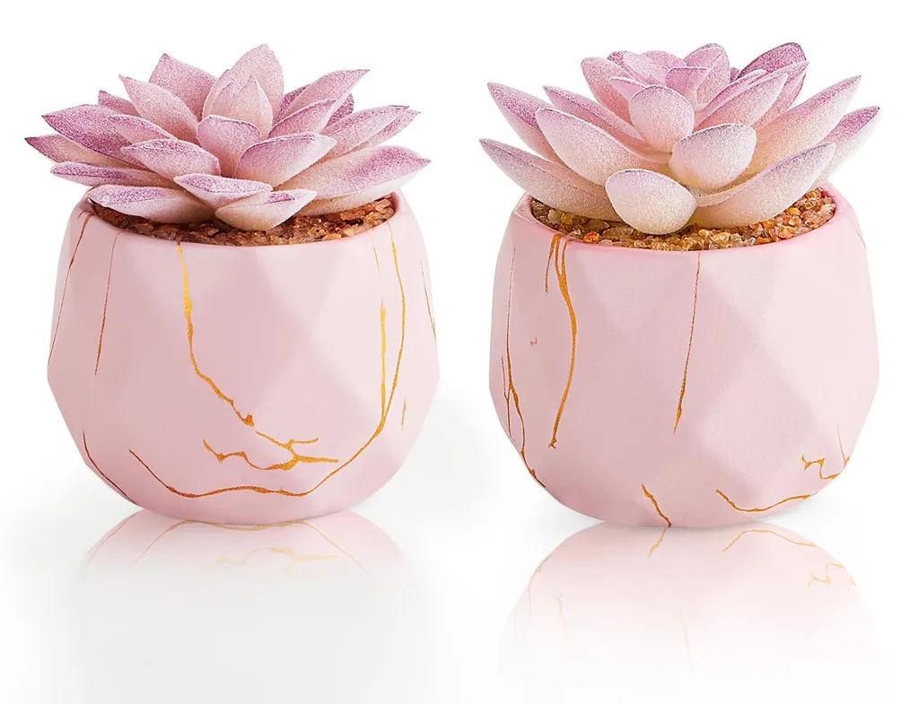 Plantes Artificielles pour Bureau et Chambre, Déco Chic Rose Or