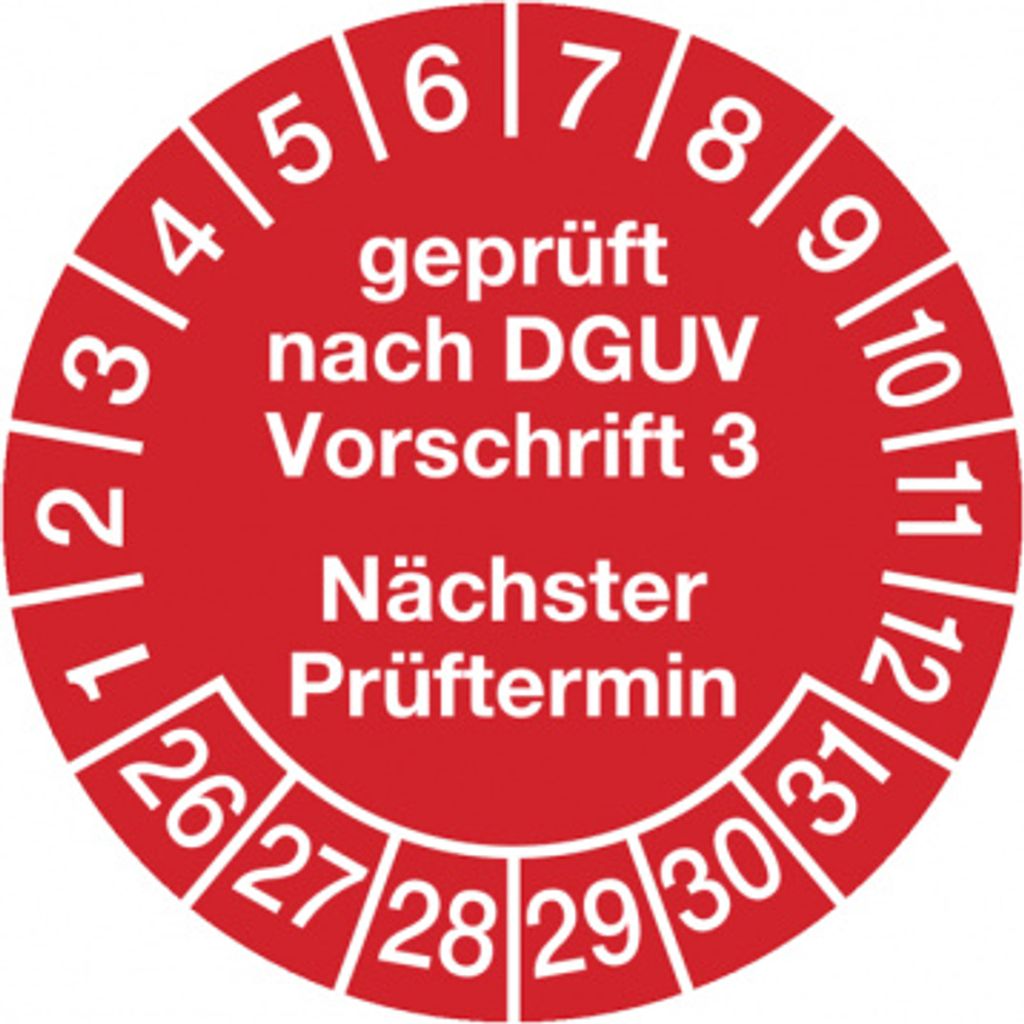 Dreifke Aufkleber Prüfplakette, DGUV Vorschrift 3 Nächster Prüftermin, rot/w...