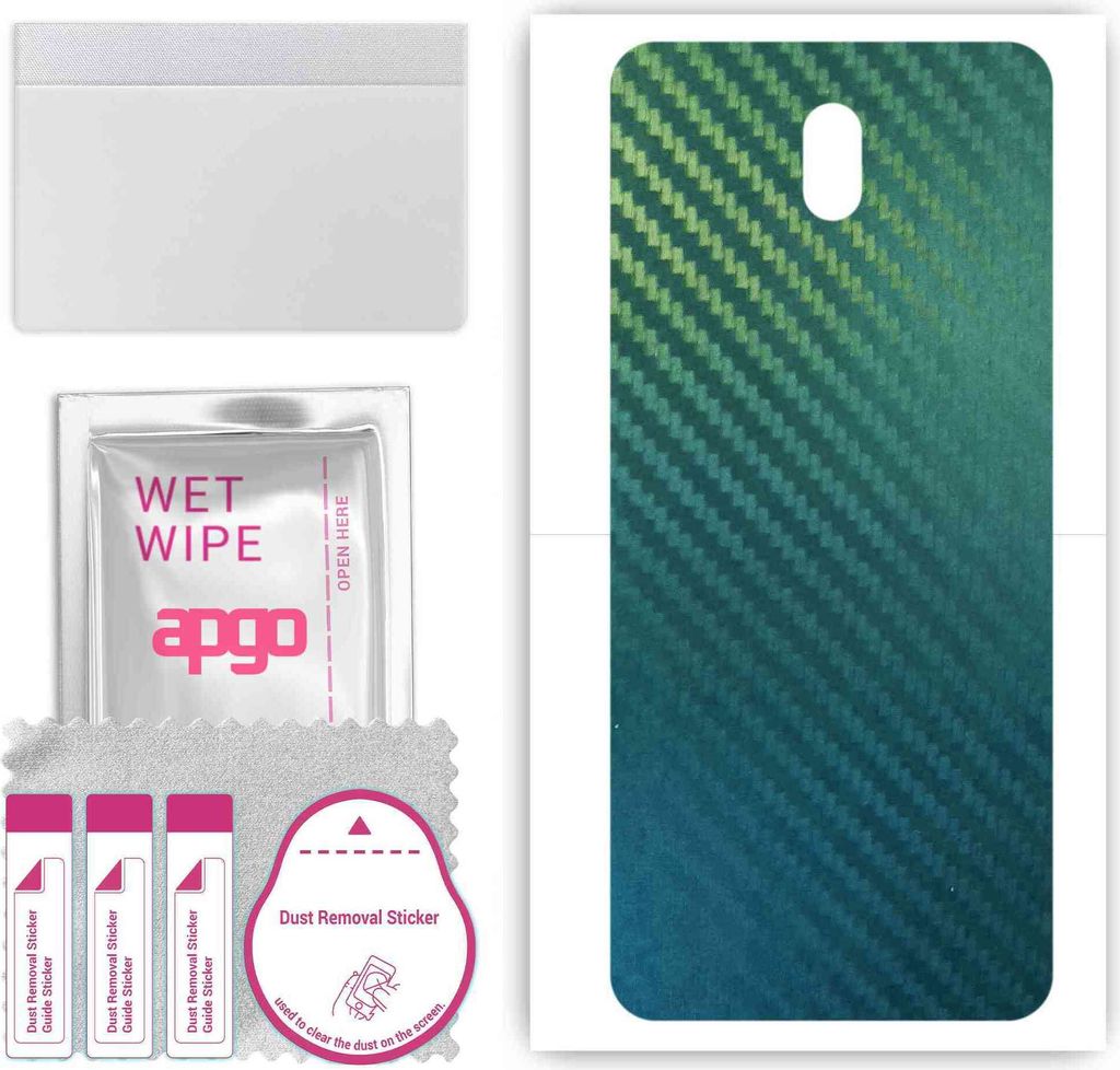 apgo Rückseite Schutzfolie, Skin, kompatibel mit Nokia 3 V, Hinten Displayschutzfolie aus Vinylfolie, kratzfest, einfache Montage - Kohlenstoff-Ch...