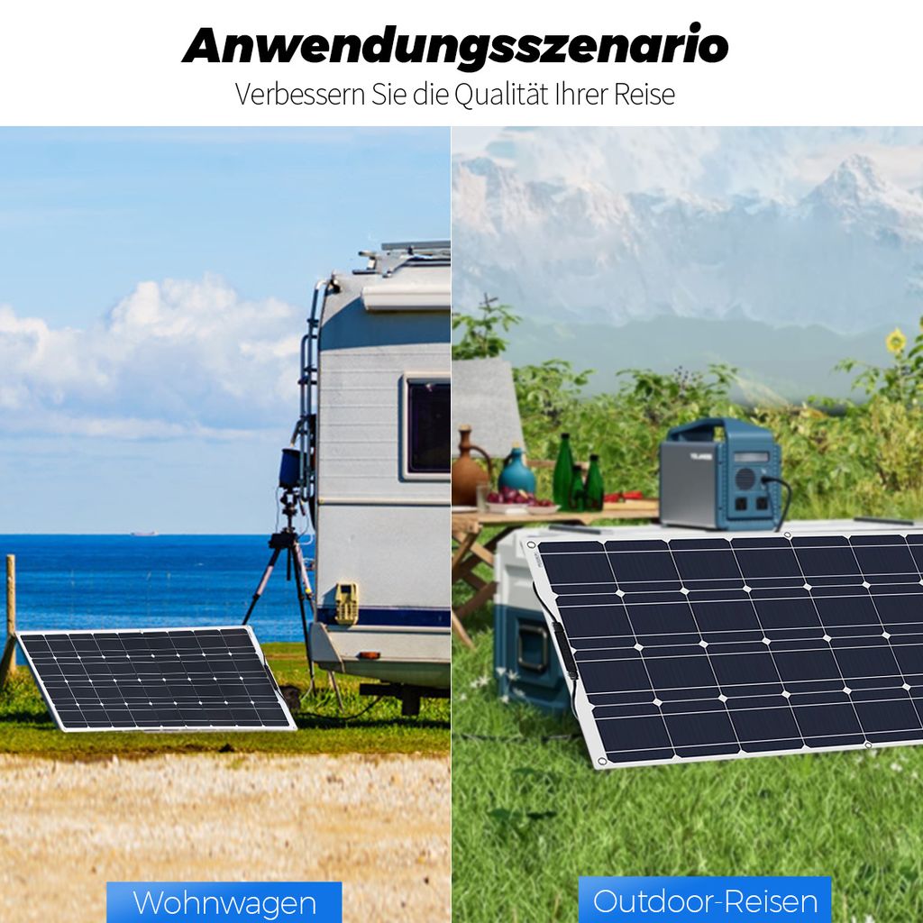 200W Flexibel Solarmodul Solarpanel 18V Monokristallin Für Wohnmobil