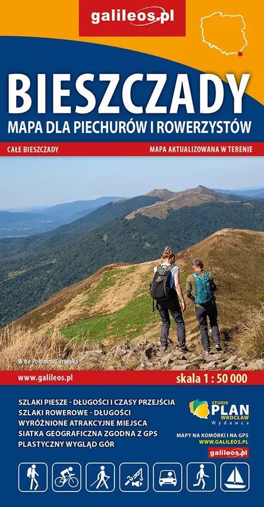 Bieszczady-Gebirge 1:50.000. Wander- und Radfahrerkarte. Ausgabe 2025/2026. Galileos