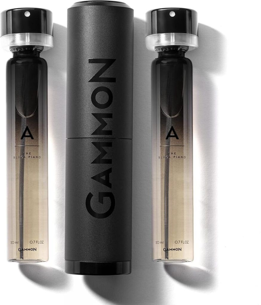 GAMMON Black Notes Parfum Starter-Set A (2x20 ml), das holzig-süße BLACK PIANO Herren Parfum, Oriental Duft für Männer mit 20 prozent Parfum-Ö...