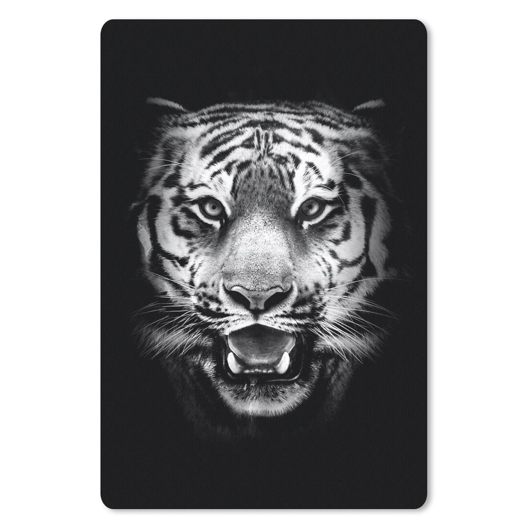 MuchoWow Mauspad Mousepad Tigerkopf vor schwarzem Hintergrund - schwarz und weiß 40x60 cm - Mousepads - Maus Mat - Pad - Mausunterlage - Schreib...