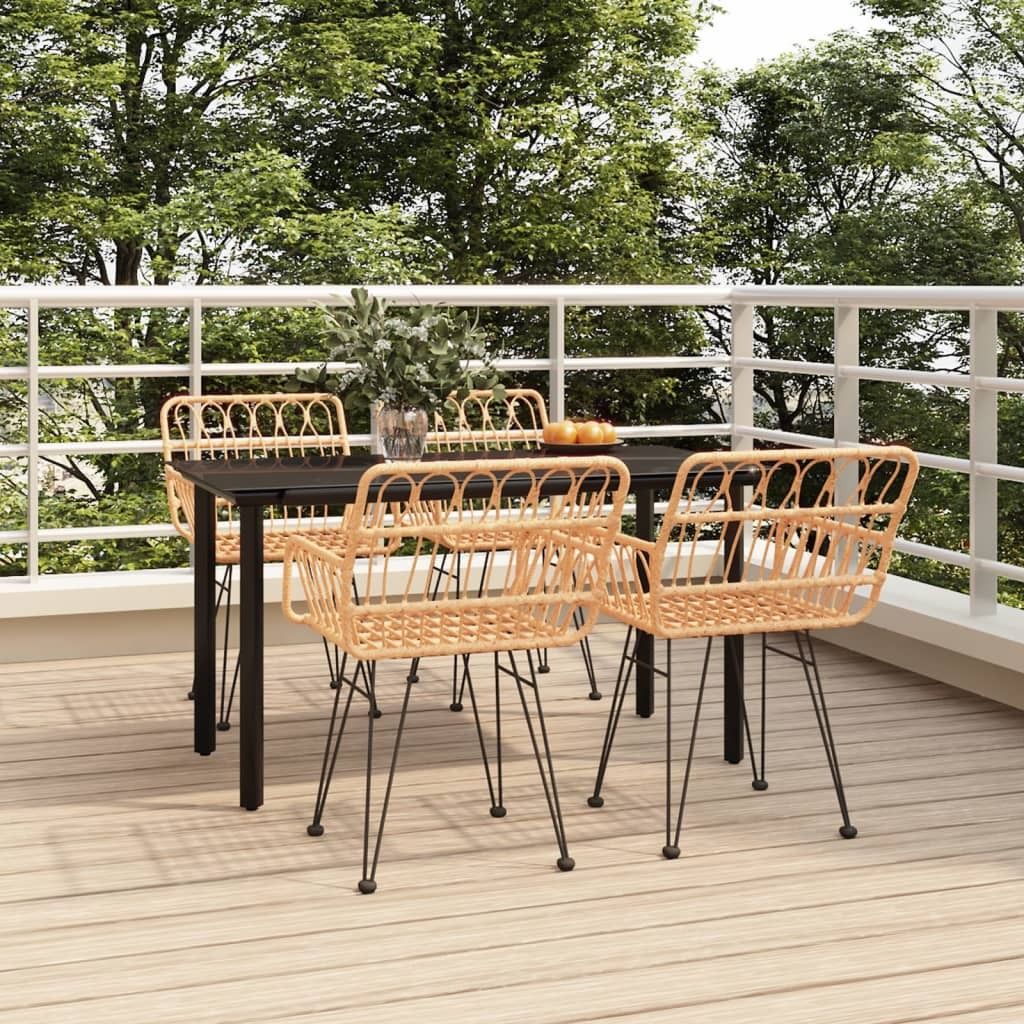 "Rabatt" 5-tlg. Garten-Essgruppe - mit tishe & Stuhl - Poly Rattan - Lounge-Dining set CC7786
