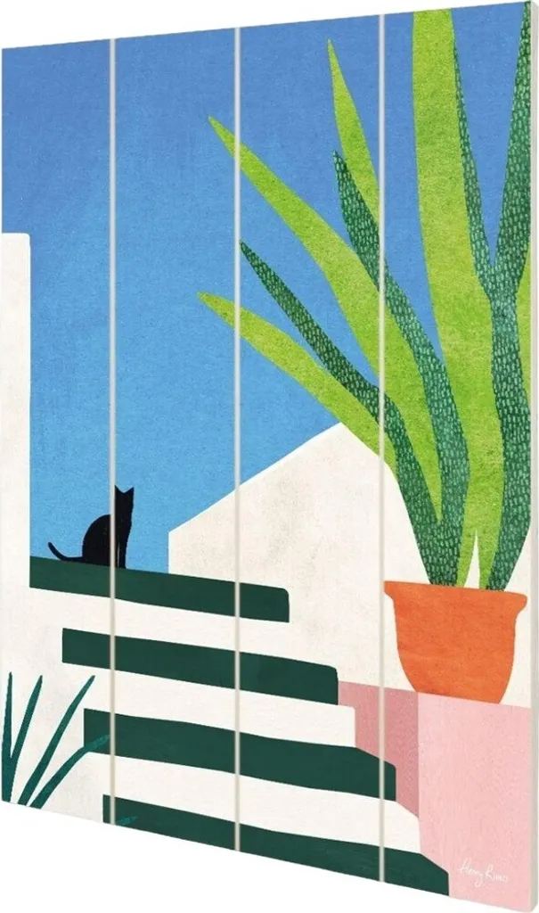 Table Holiday Cat bois Henry Rivers 59cm épaisseur 1,2cm Vert et Bleu