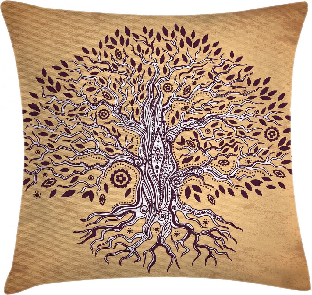 ABAKUHAUS Baum Kissenbezug, Vintage Wirbel, Waschbar mit Reißverschluss Kissenhülle mit Farbfesten Klaren Farben Beidseitiger Druck, 40 x 40 cm, ...
