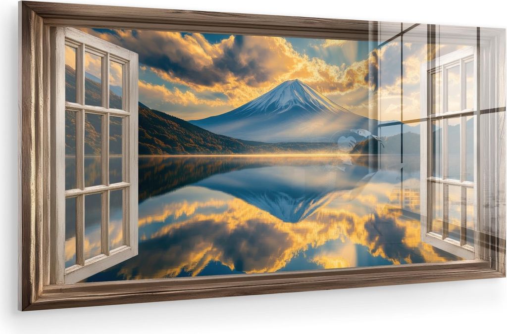 MuchoWow Glasbilder - Bilder auf Wandbild - Foto auf Glas Aussicht - Landschaft - Berge - Ansichten - Fenster 120x60 cm Wanddekoration aus Glas - A...